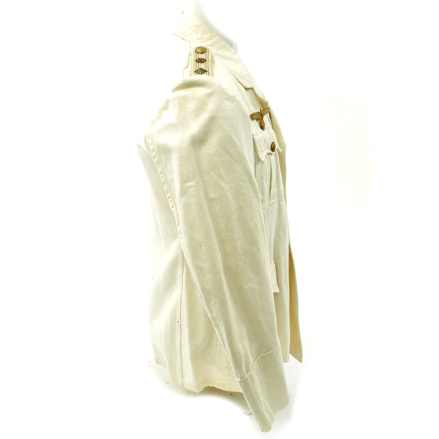 Original German WWII Kriegsmarine Oberleutnant White Summer Tunic with Officer Brocade Belt