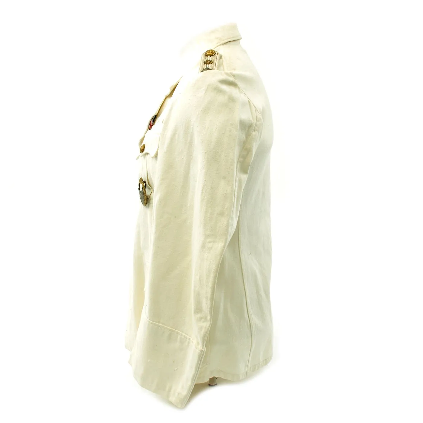 Original German WWII Kriegsmarine Oberleutnant White Summer Tunic with Officer Brocade Belt