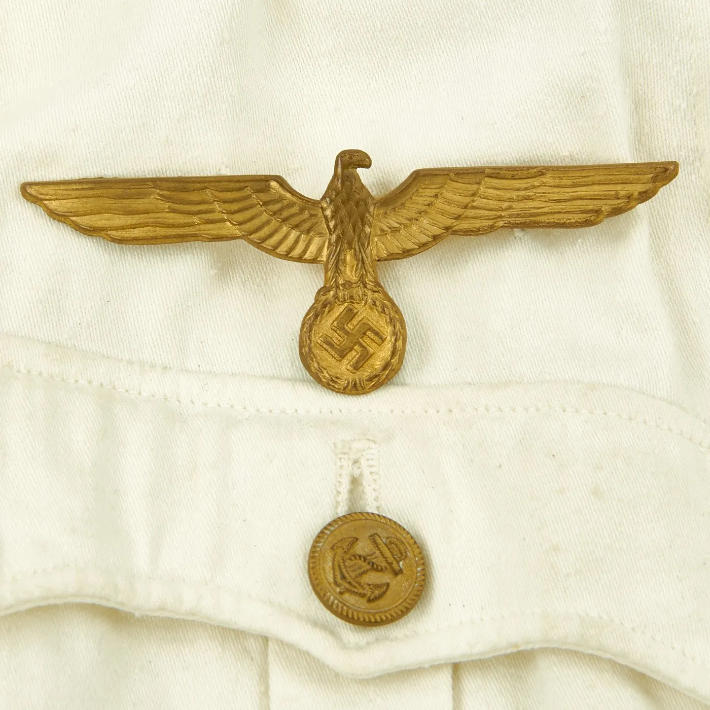 Original German WWII Kriegsmarine Oberleutnant White Summer Tunic with Officer Brocade Belt