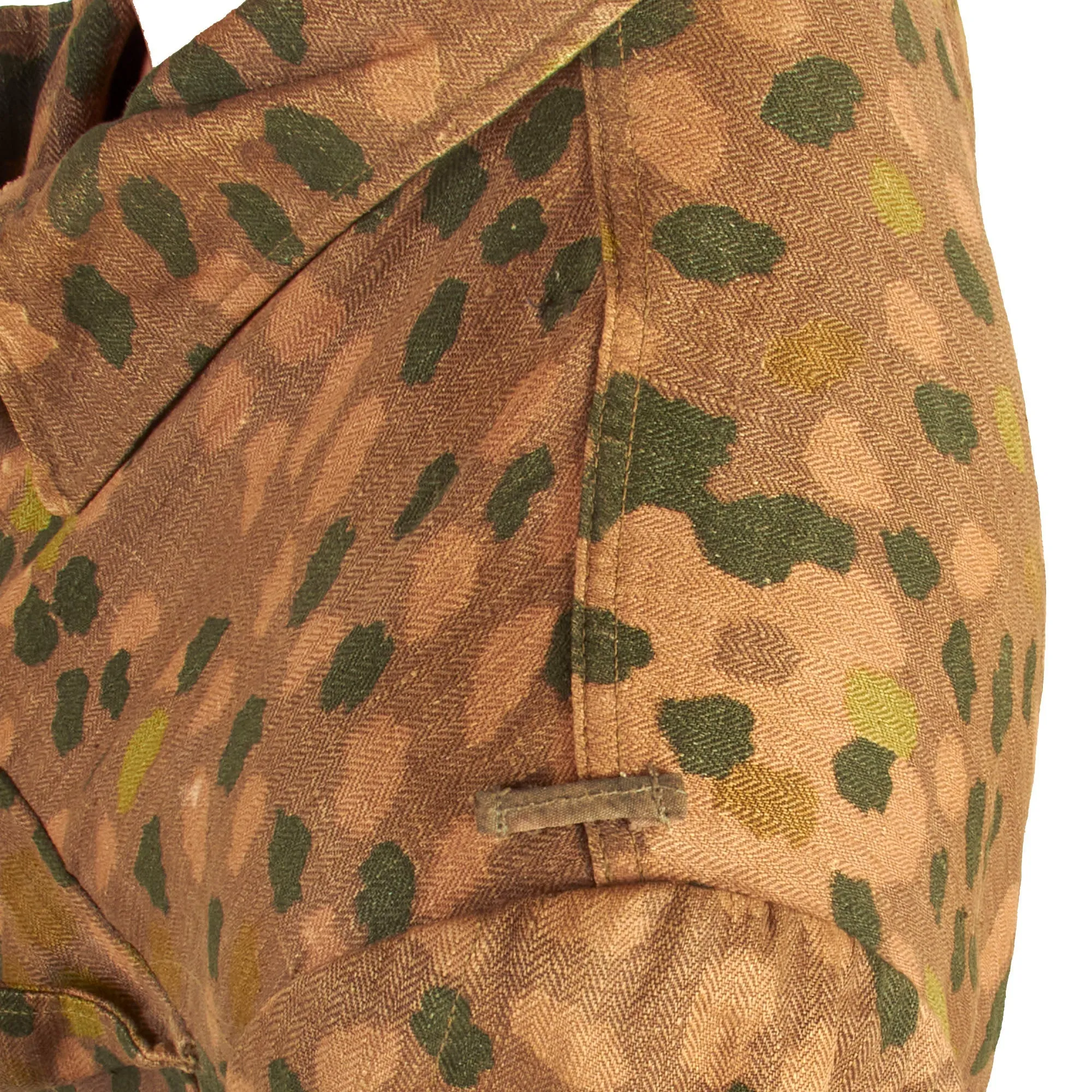 Original German WWII Waffen SS 1944 Pattern "Pea Dot" Camouflage HBT M44 Uniform Tunic & Trousers with Resewn Eagle