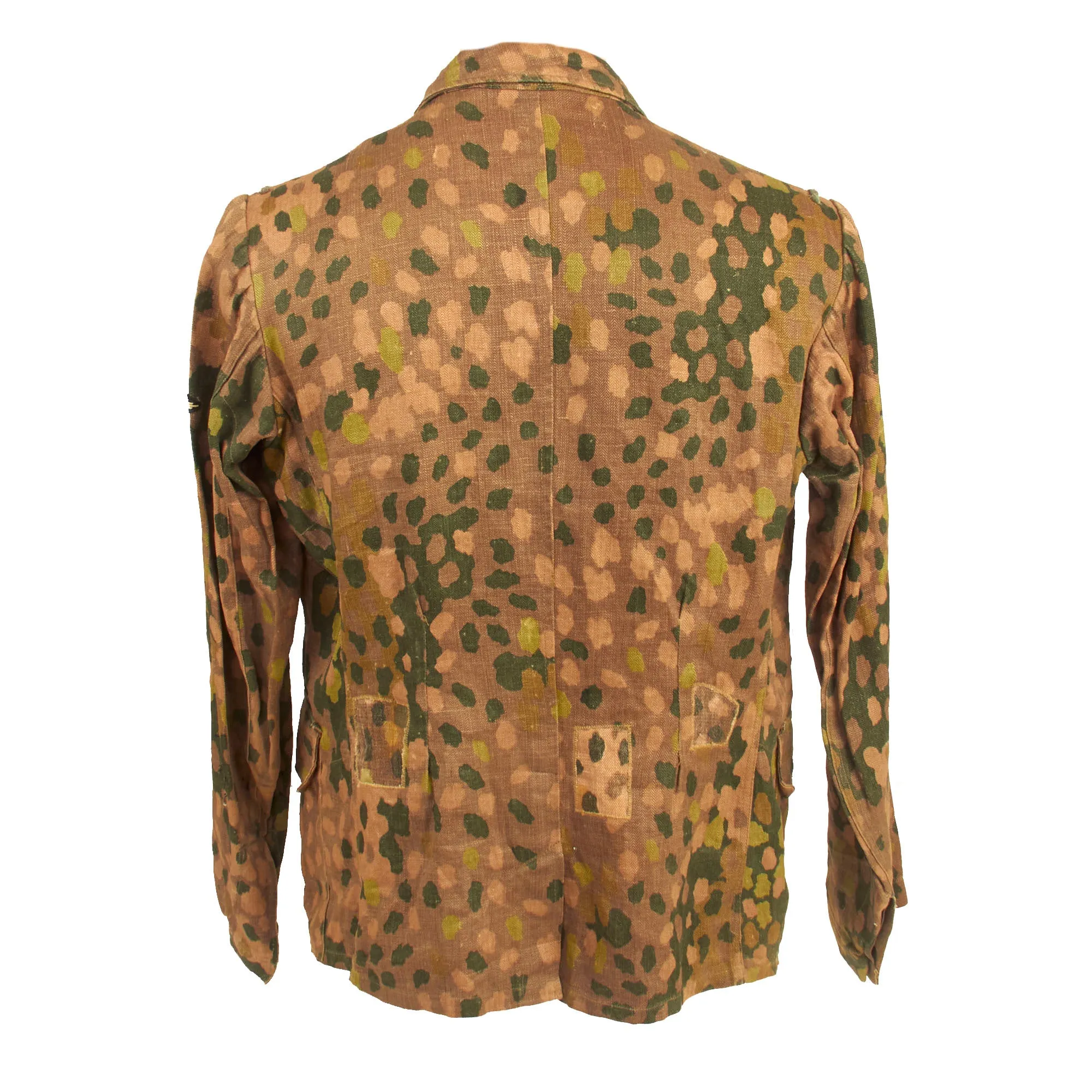 Original German WWII Waffen SS 1944 Pattern "Pea Dot" Camouflage HBT M44 Uniform Tunic & Trousers with Resewn Eagle