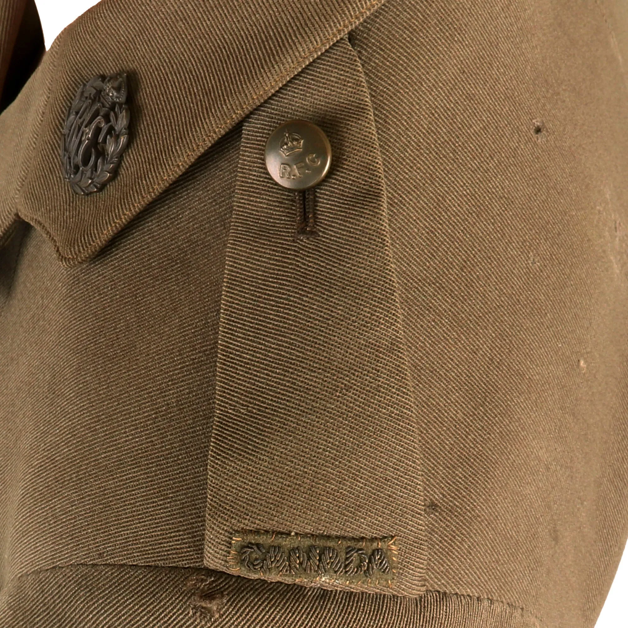 Original Pre-1916 WWI Canadian Royal Flying Corps Pilot Lieutenant Officers Cuff Rank Tunic with RAF Pilot’s Wings