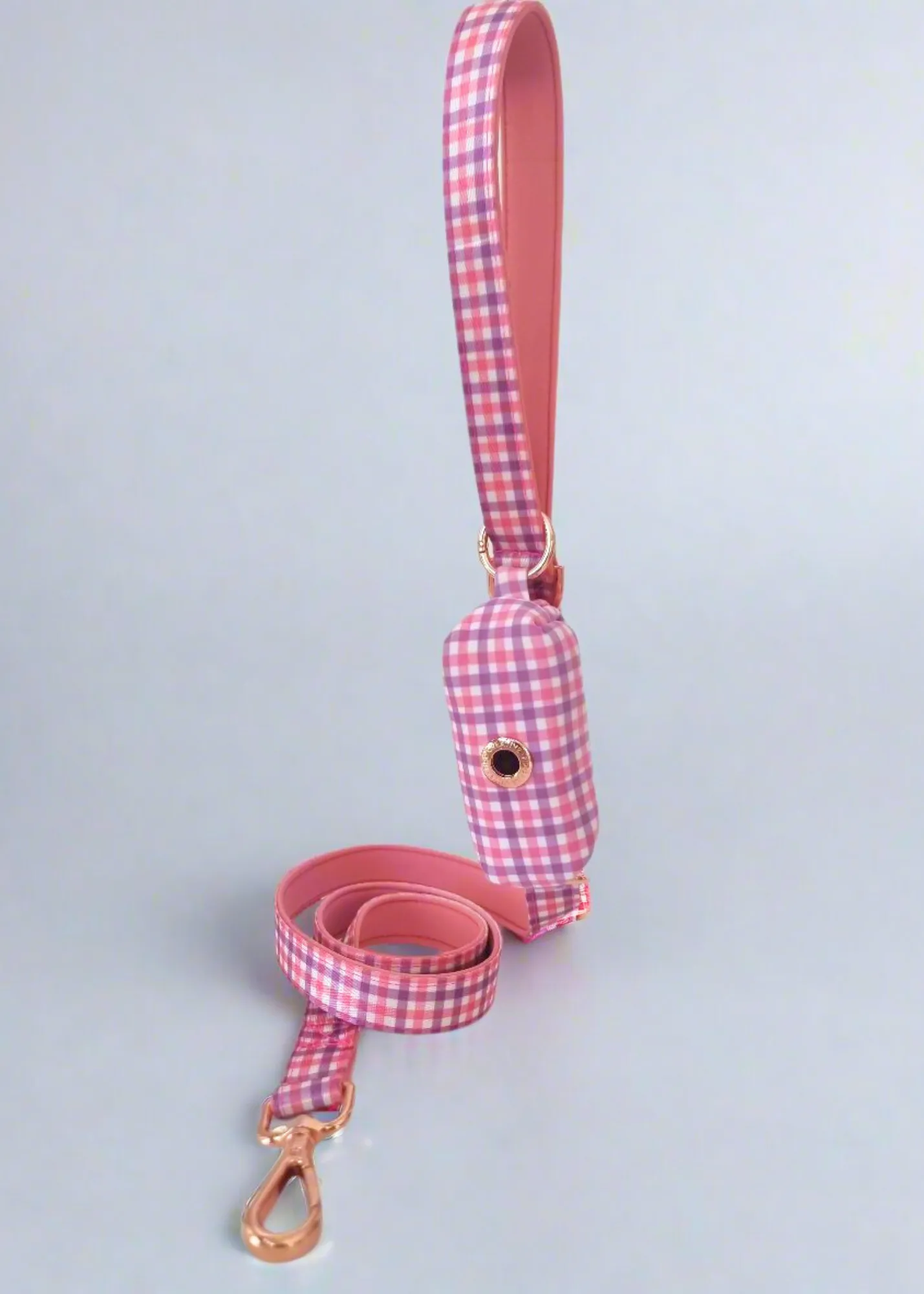 Personalised Martingale Collar - Pink and Purple Gingham Neoprene Padded