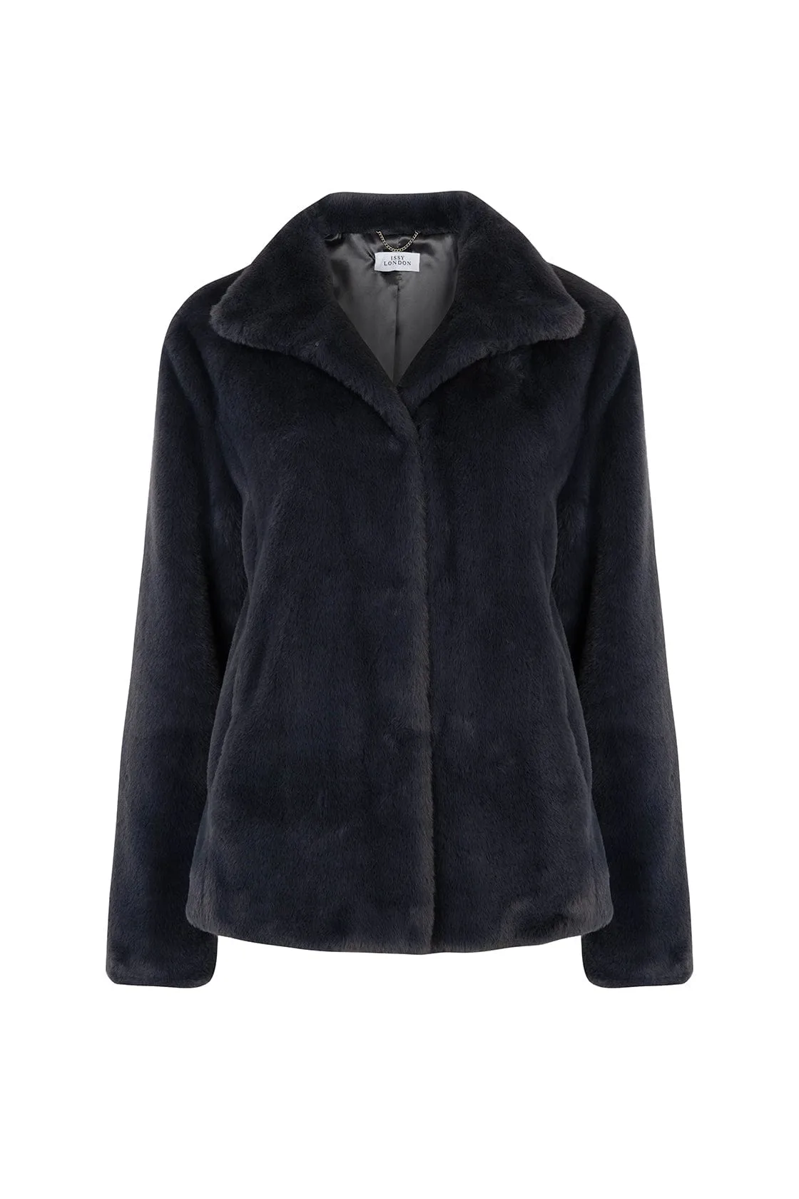 Signature Ava Recycled Vegan Faux Fur Jacket | Slate Grey