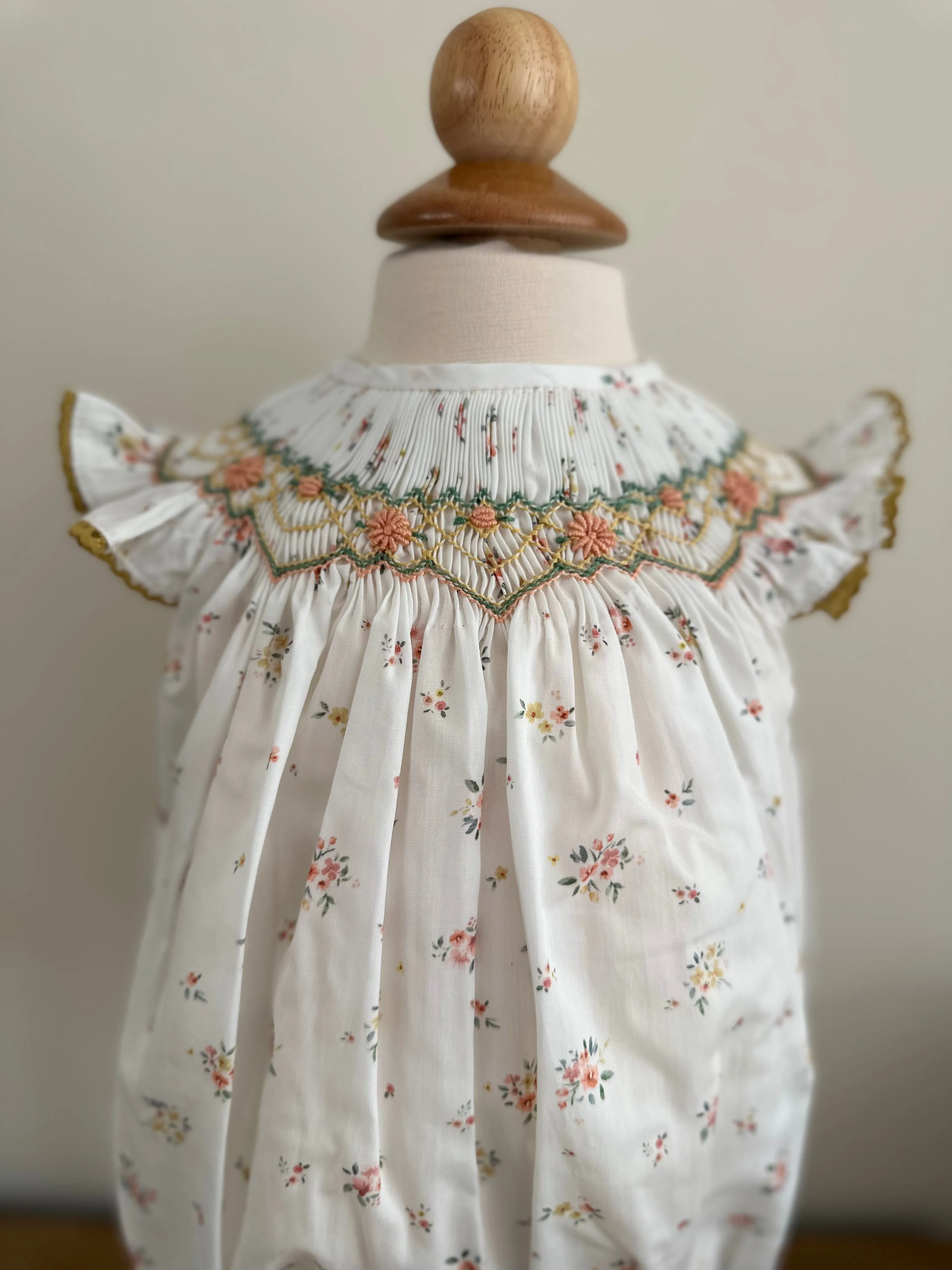 Smock Romper Flower Ochre