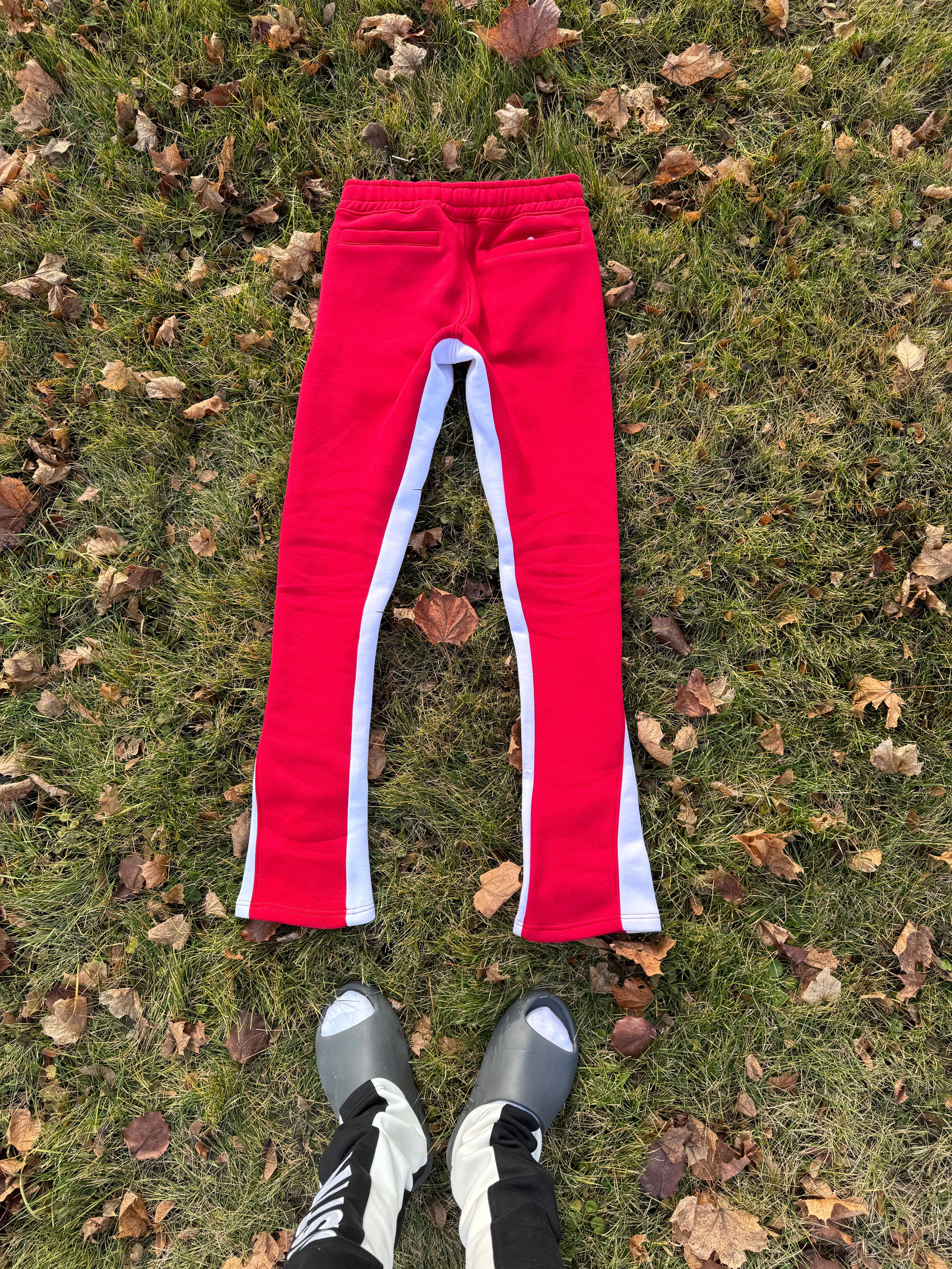 Two Tone Stacked Sweatpants (Red)