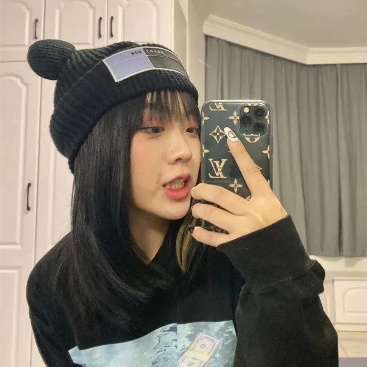 Warm Winter Knit Beanie Hats  Korean Style Wool Outdoor Ski Windproof Scarf Unisex