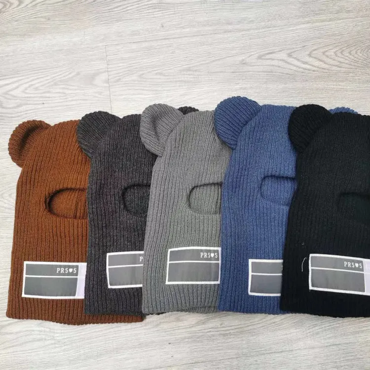 Warm Winter Knit Beanie Hats  Korean Style Wool Outdoor Ski Windproof Scarf Unisex