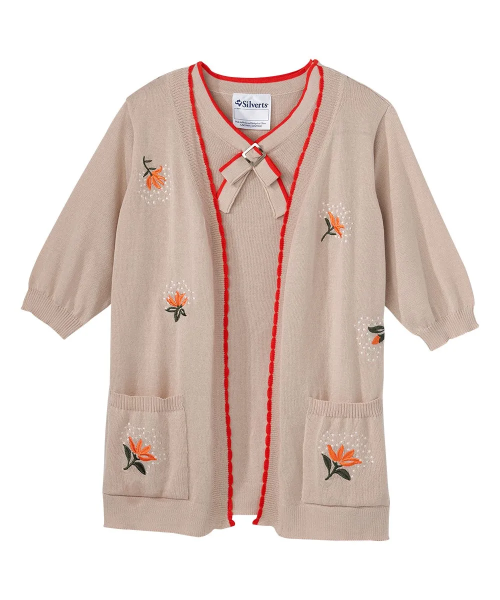 Women's Open Back Detailed Twofer Cardigan