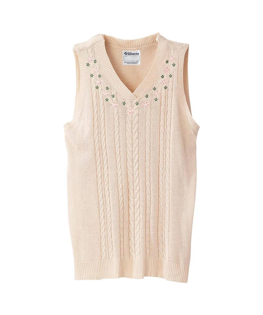Women's Open Back Embroidered Sweater Vest